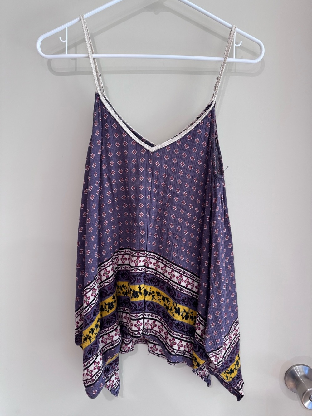 Scarf Hem Double-V Cami Top - Lavender